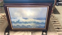 42x32 canvas ocean painting in frame