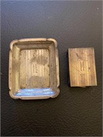 Sterling match holder and ashtray