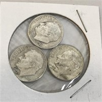 SILVER Roosevelt Dime Lot x 3