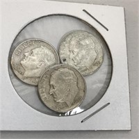 SILVER Roosevelt Dime Lot x 3