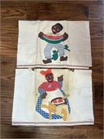 VINTAGE BLACK AMERICANA QUILTED FLOUR TOWELS