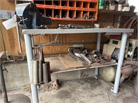 Grey Steel Work Bench W/Vise