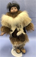 Phenomenal hand made native doll with porcelain bo