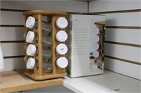 SPICE RACK AND BOTTLES