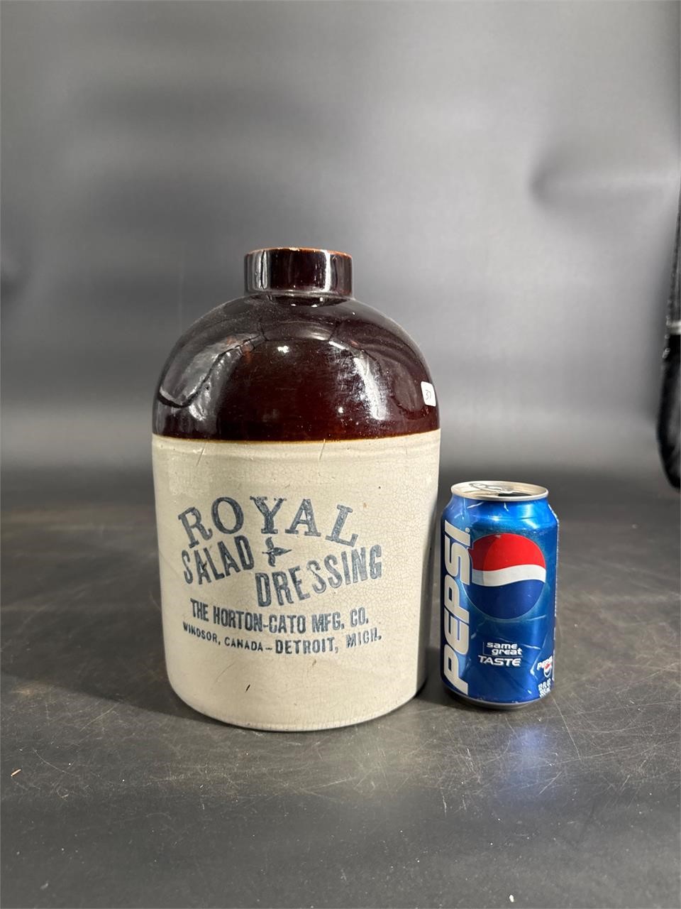 ROYAL SALAD DRESSING STONEWARE JUG 1 GALLON SIZE