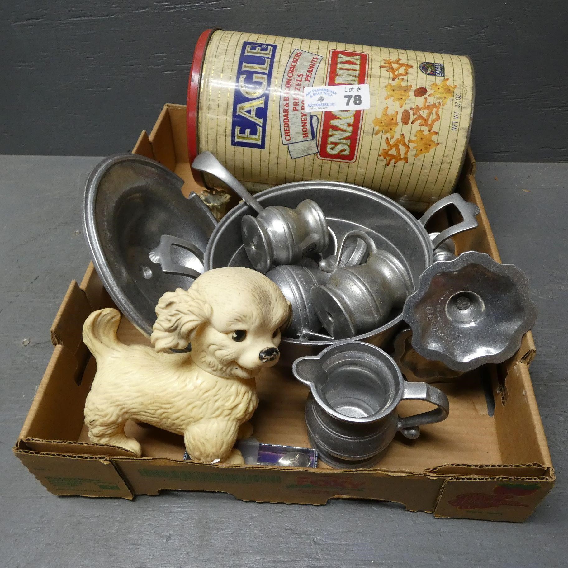 Cast Aluminum, Eagle Snack Mix Can, Rubber Dog