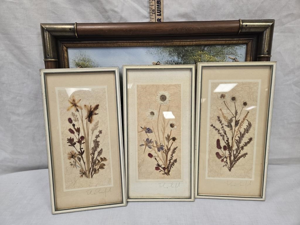 Vintage Signed Dried Flower Pictures & Painting