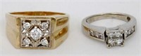 Man's & Woman's 14K Gold & Diamond Rings