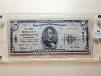 1929 $5 National Currency #5801 2nd National Bank