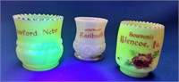 (3) Custard Glass Souvenir Toothpick Holders