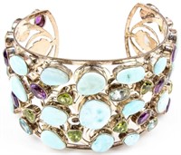 Jewelry Large Sterling Silver Gemstone Bracelet