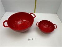 2 Red Colanders Strainers