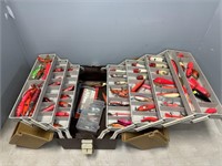 TACKLEBOX FULL WITH RED COLORED LURES