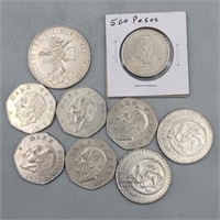 (9) 1976-1988 Mexico Pesos Coins