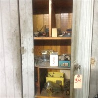 wood cabinet and contents