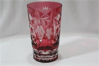 A Ruby Red Cut Glass tumbler