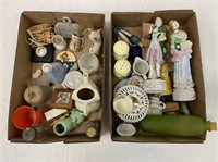 2 boxes of porcelain figurines and other