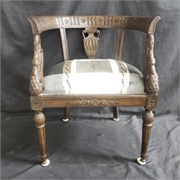 Italian style carved wood barrel-back chair