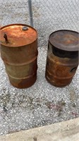Two metal barrels