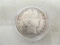 1901 Silver Barber Half Dollar