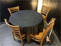 WOOD TABLE - 36" ROUND WITH 4 WOOD CHAIRS