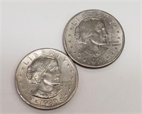 Susan B Anthony Dollar Coins, 1980 P and 1979 D