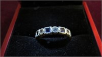 LADIES .925 STERLING RING W/MULTI COLOR STONE SZ 7