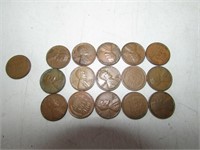 Lot of 16 Wheat Pennies Various Years