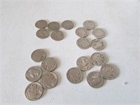 Lot of 20 Buffalo Nickels, No or Partial Year