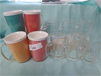 5 Burlap Mugs & 6 Glass Mugs