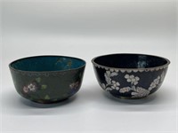 TWO VINTAGE ASIAN ENAMELED CLOISONNÉ BOWLS