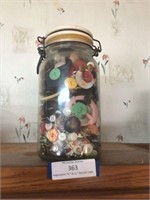 Large Glass Jar w/Vintage Buttons
