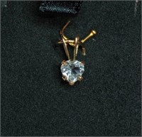 14K Yellow Gold Aquamarine Heart Shaped Pendant