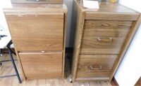 Two 2 drawer filing cabinets on casters,