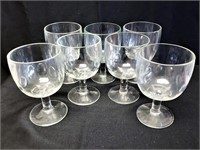 Set of 7 Large Clear Glass Water Goblets