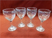 Set of 4 Clear Glass Formal Glasses