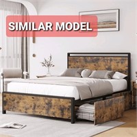 Bed Frame with Headboard, Footboard, and storage d