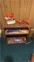 ALLIS CHALMERS TOY TRACTORS, SHELVING UNIT