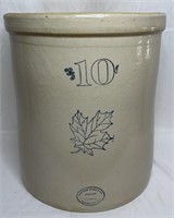 Antique Western Stoneware 10gal. Crock w/ Leaf