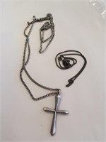 Silvertone Cross Necklace W/ Chain
