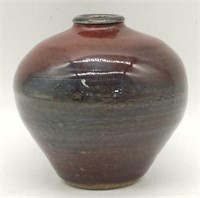 (E) Pottery Small Reddish/Brown Vase (4"in.