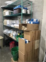 Cleaning Supplies, Wire Rack, Buckets