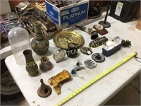 Lot misc decorating items, SW art pottery, Boot