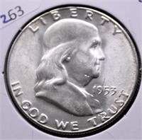 1953 S FRANKLIN HALF DOLLAR CHOICE BU