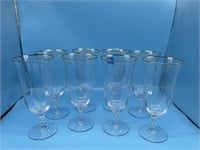 Set Of 8 Oneida Crystal Glasses With Gold Rim