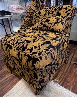 Two Upholstered Slipper Chairs Pair