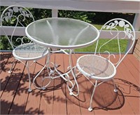 Bistro Metal and Glass Top Table & 2 Chairs