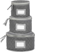NEW Fine China Storage - Set of 3 Quilted Cases
