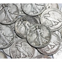 (100) Walking Liberty Half Dollars 90% Silver