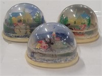 Three Vintage Snow Globes
